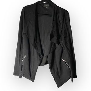 Black Cotton Asymmetrical Zipper Jacket